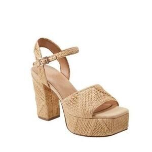 MARC FISHER Calyn Platform Sandal V-CALYN2-LNA02 Natural Raffia US 7.5 M